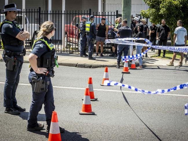 The sprawling Preston crime scene. Picture: Jake Nowakowski