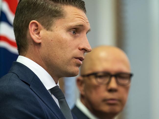 The Coalition defence spokesman Andrew Hastie will be alongside leader Peter Dutton for a major defence announcement. Picture: NewsWire / Martin Ollman