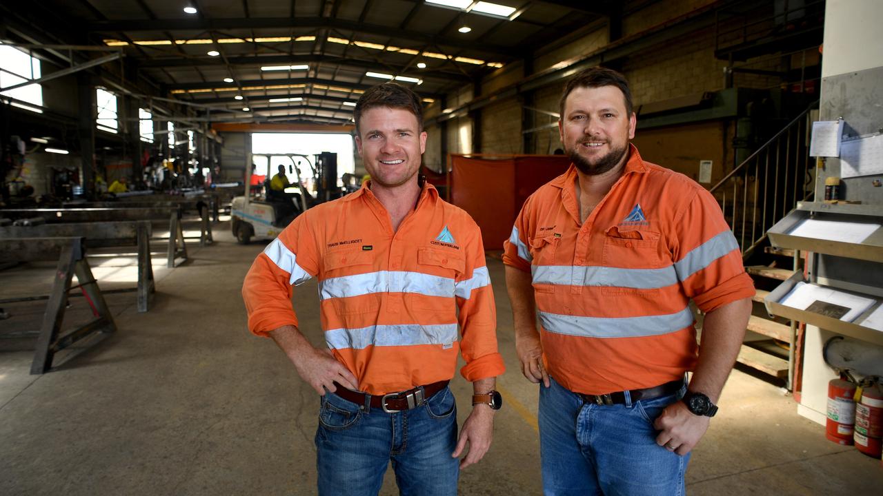 Plenty of industries service the mining sector without directly working at or in the mines. Pictured: Travis McElligott and Chris Johnstone from Custom Steel Fab and Norfab