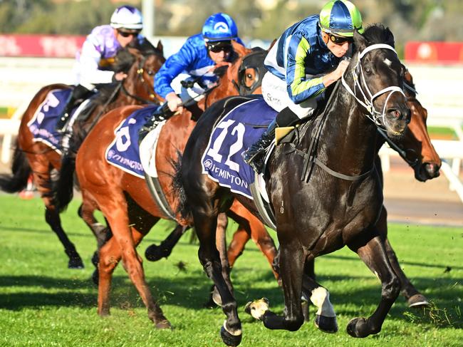 MELBOURNE, AUSTRALIA - JUNE 17: Blake Shinn riding Brayden Star into second place in Race 7, the The David Bourke, during Melbourne Racing at Flemington Racecourse on June 17, 2023 in Melbourne, Australia. (Photo by Vince Caligiuri/Getty Images)