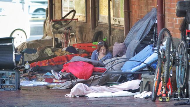 Police and council workers have already visited the camp. Picture: Hamish Blair