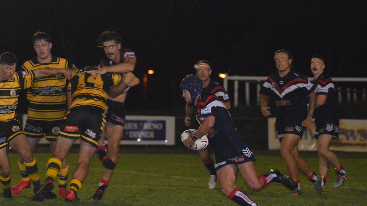 Warwick Cowboys players steals the ball at the 2021 Barrett Shield.