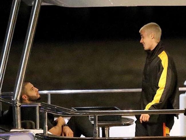 Justin Bieber onboard the boat Pearl in Melbourne. Picture: Instagram