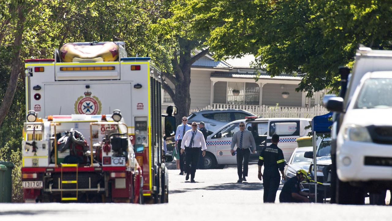 Police and fire investigators at the crime scene following the fatal house fire on Monday, December 16, 2019. Picture: Kevin Farmer