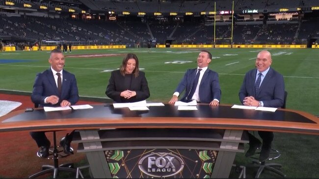 The footy greats are enjoying themselves already. Photo: Fox Sports