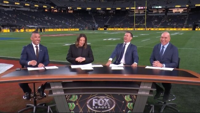 The footy greats are enjoying themselves already. Photo: Fox Sports