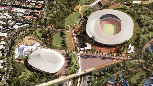 A stadium in Victoria Park is supported by Brisbane Mayor Adrian Schrinner and the Brisbane Lions and Queensland Cricket. Picture: Archipelago Architects