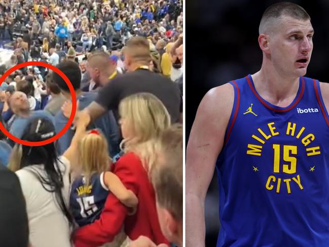 Nikola Jokic's older brother Strahinja was seen punching a fan. Credit: TikTok/Getty Images.