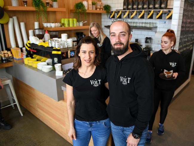 Cathy and Maki Mastrogiannakos from Volt Cafe, Clyde North. Picture: Penny Stephens