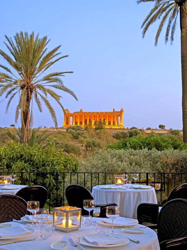 The view from the terrace of the Villa Athena hotel in Agrigento, Sicily.