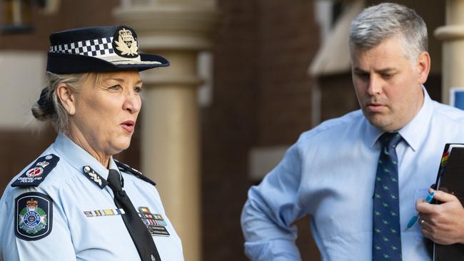 Police Commissioner Katarina Carroll and Police Minister Mark Ryan in Toowoomba last week. Picture: Kevin Farmer