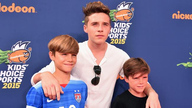 Romeo Beckham, Brooklyn Beckham and Cruz Beckham in July, 2015.