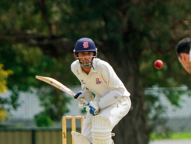 Premier Cricket at Pultney St, Dandenong: Dandenong v Prahran. Dandenong batter Dhanusha Gamage. Picture: Valeriu Campan