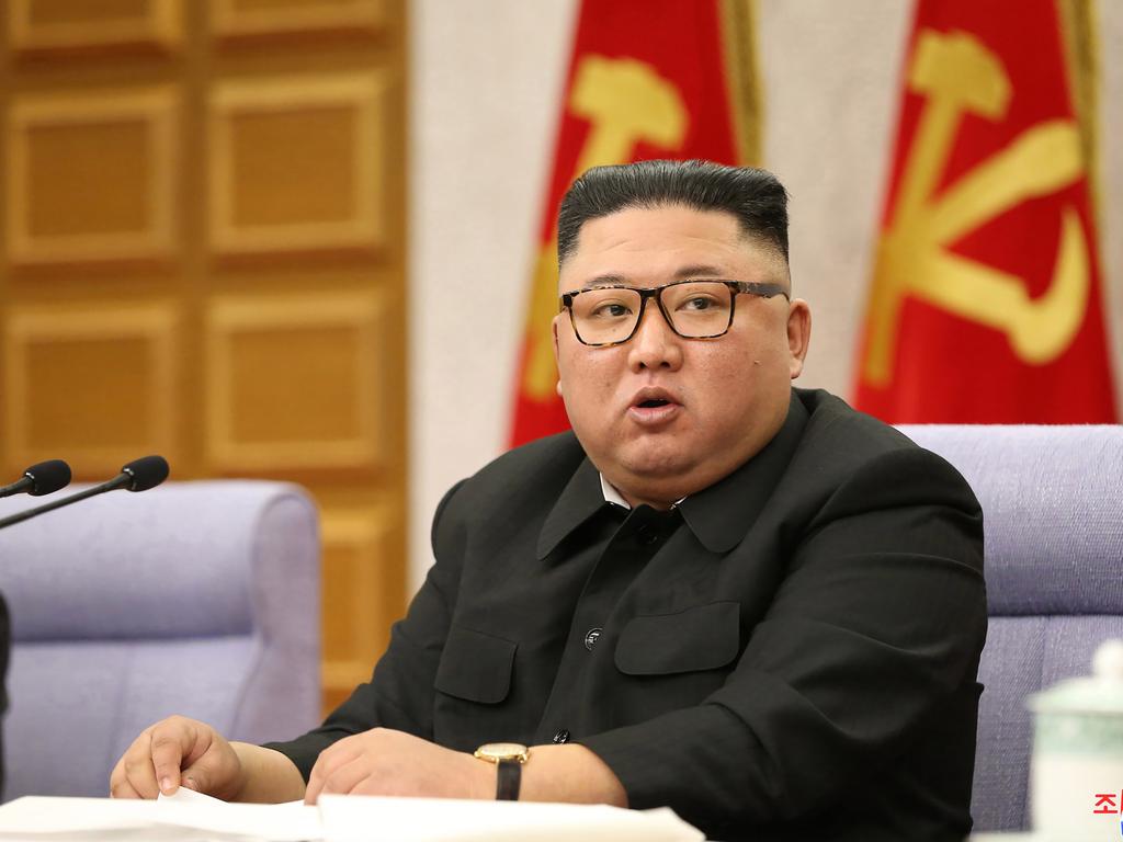 North Korean leader Kim Jong-un speaking during a meeting of the 8th Central Committee of the Workers' Party of Korea on Friday. Picture: AFP/KCNA via KNS