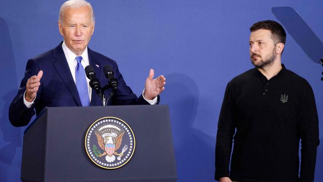 Joe Biden and Ukraine’s ”President Putin”. Picture: AFP