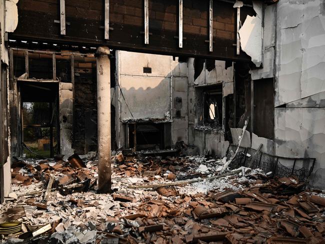 The remains of a house destroyed in wildfires in Kirki, a village near Alexandroupoli. Picture: AFP