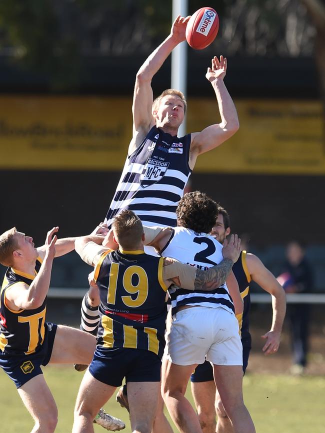 Tom Waters in action for Macedon.