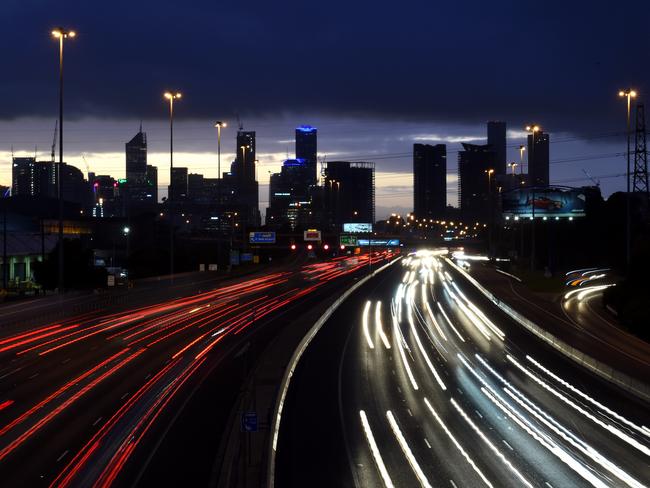 7.14am traffic flowing on West gate Freeway, Melbourne. Picture. Nicole Garmston