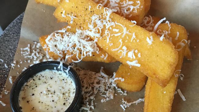 Polenta chips with blue-cheese dipping sauce at Goccia Mermaid Beach