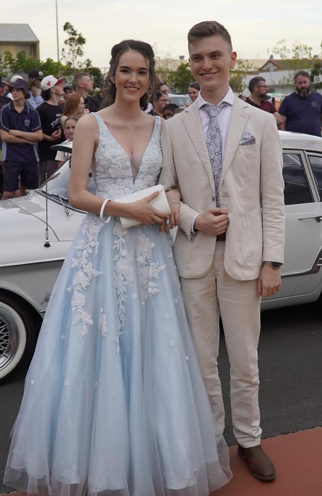 Stacey Reeve and Adin Griffiths arriving at the 2023 Kingaroy State High School formal.