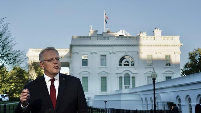 Prime Minister Scott Morrison during a visit to the White House to meet with US President Joe Biden and attend a QUAD leaders meeting in September. Picture: Adam Taylor