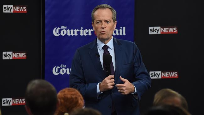 Former Opposition leader Bill Shorten at the Sky News People's Forum at the Broncos Leagues Club in 2016. Picture: Mick Tsikas/AAP Image