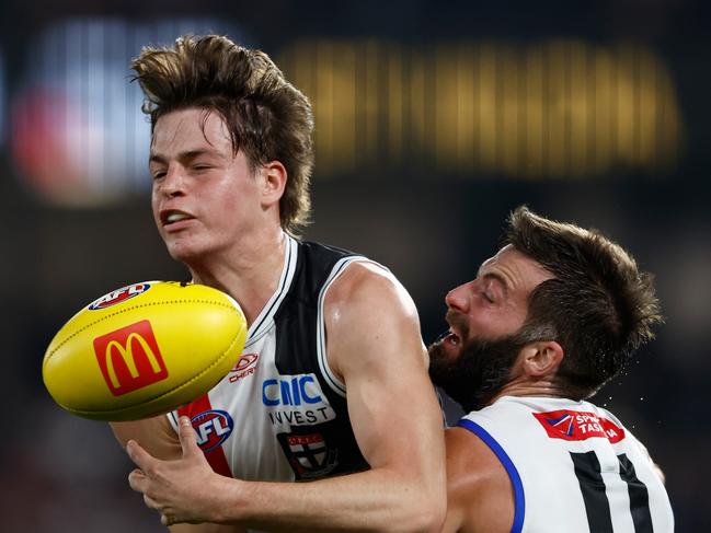 St Kilda young gun Mattaes Phillipou has been dropped twice this season, but earned a recall for the clash with the Swans. Picture: Michael Willson/AFL Photos via Getty Images