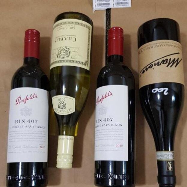 A selection of fine wines seized by police. Picture: NSW Police