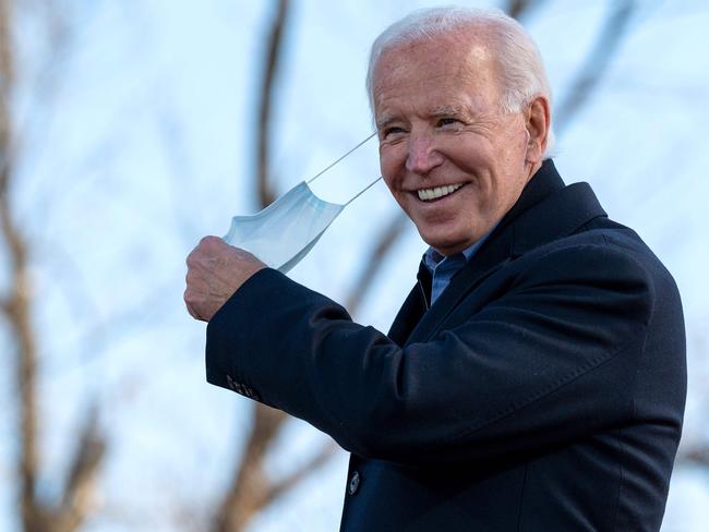 Democratic Presidential Candidate Joe Biden arrives to speak at a drive-in campaign event at the Iowa State Fairgrounds in Des Moines, Iowa. Picture: AFP