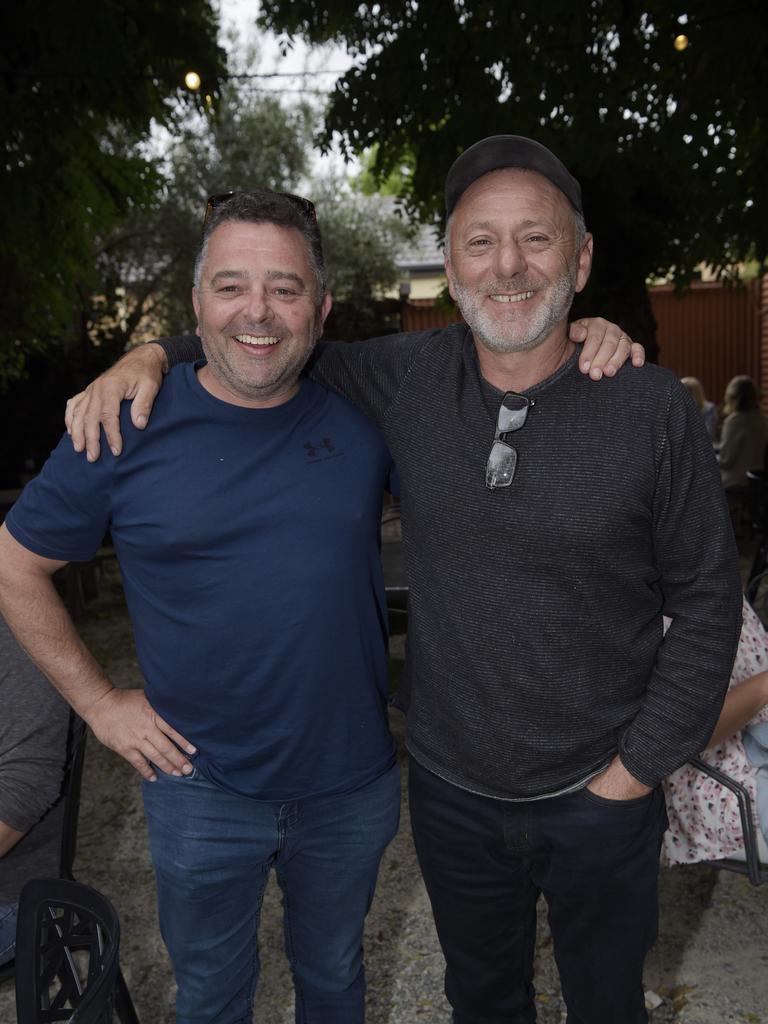 Phil O'Donoghue and Nick Tolios. People page - Evan Hocking, Jarryd Goundrey and Alex Keen featured in a comedy event held at Bobby Dre Mexican in Pakington Street on Sunday afternoon. Picture: Alan Barber