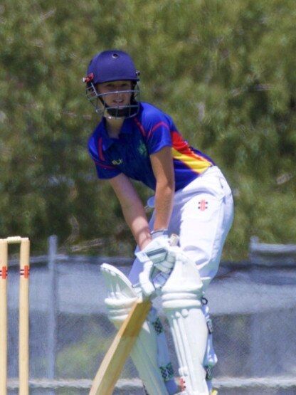 Poppy Gardner playing rep cricket.