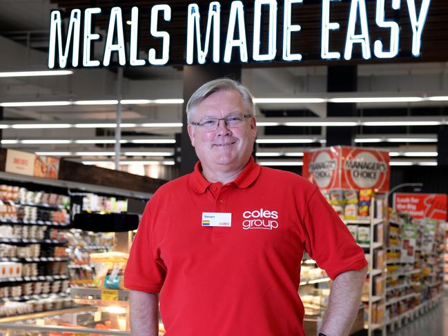 Coles chief Steven Cain in the supermarket chain's Tooronga Village store's new pre-prepared meals area. Picture: Andrew Henshaw