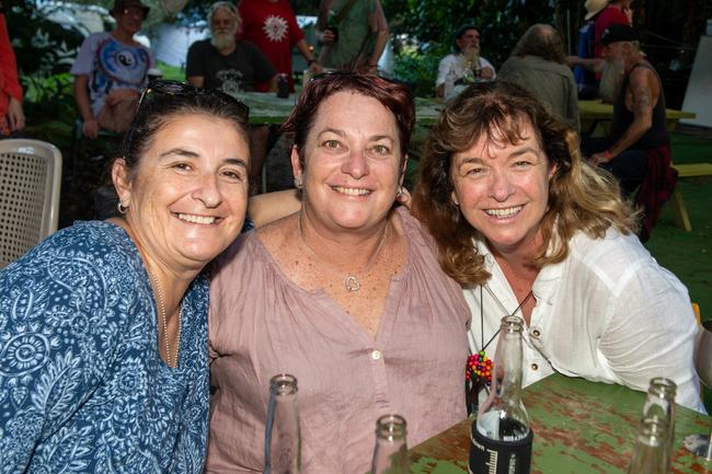 Kylie Gupwell from South Mackay, Lisa Hackney from North Mackay and Margie Harris at Wintermoon Festival at Mount Charlton.Picture: Michaela Harlow