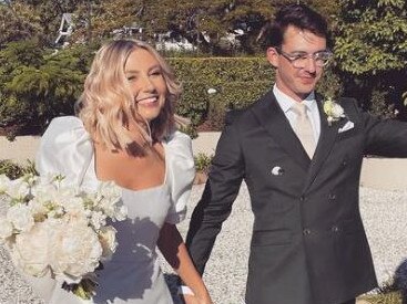 Grace Tobin has tied the knot with her boyfriend Tom. Picture: Instagram/Sylvia Jeffreys