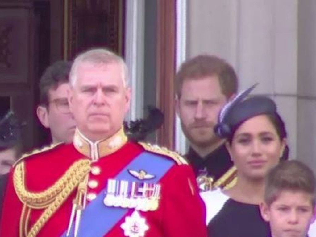 Harry and Meghan had a tense moment at Trooping the Colour. Picture: Supplied