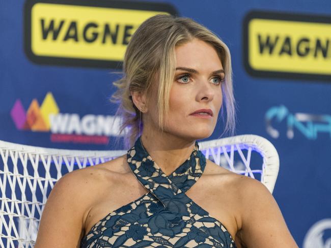 Erin Molan on stage during a panel discussion at It's A Bloke Thing 2023. Picture: Kevin Farmer