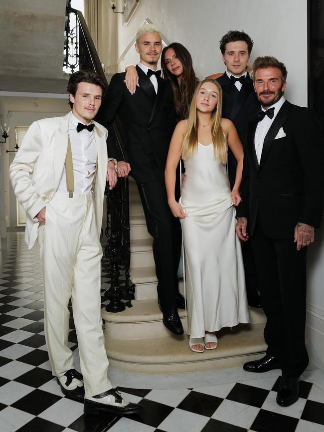 The Beckhams with their children at Victoria’s 50th birthday bash last year. Picture: Instagram