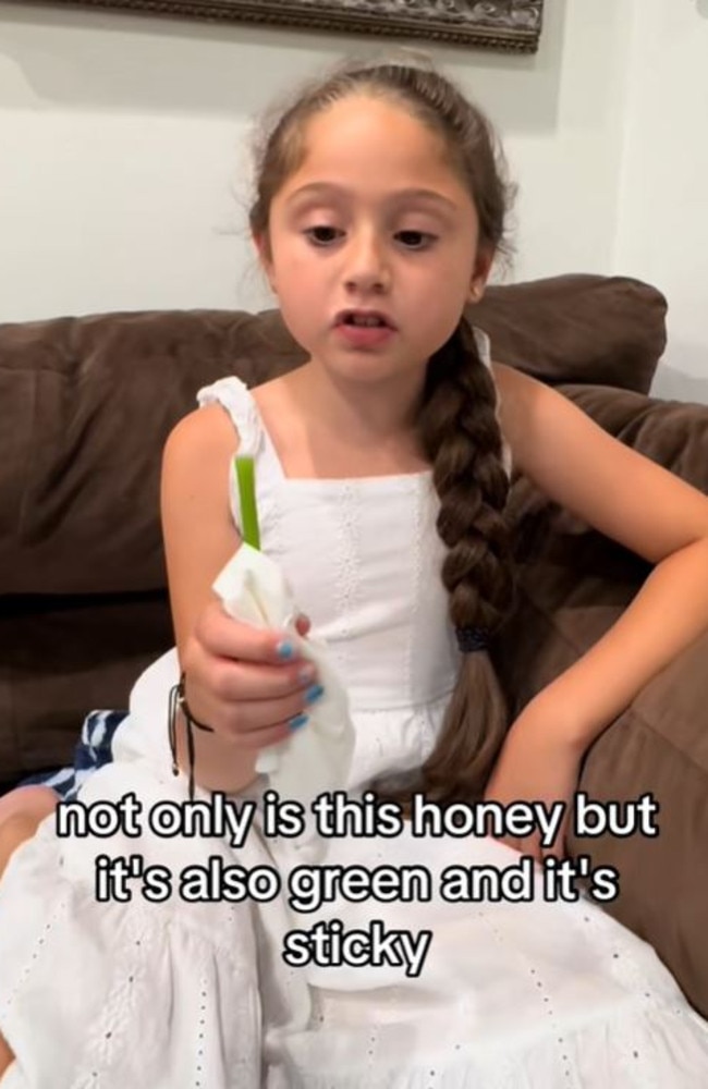 Hannah documents her attempt at overcoming this on social media with a clip of her trying a green apple honey stick clocking up more than half a million views. Picture: TikTok/@myarfidlife