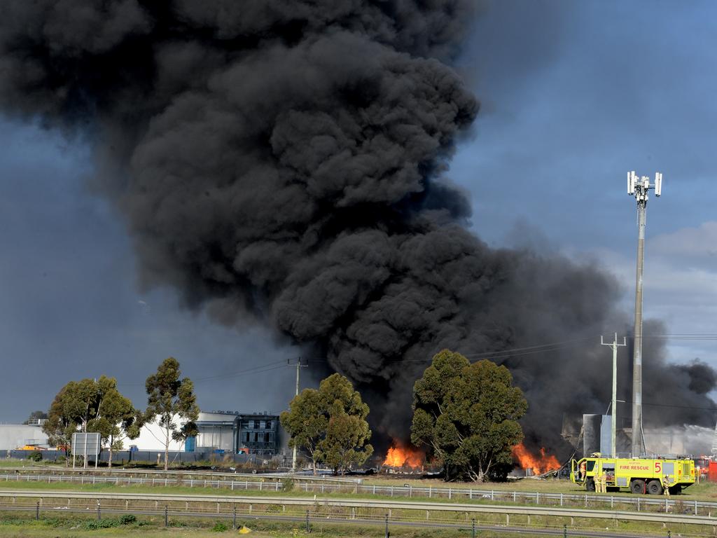 The factory fire comes just more than a week after fire crews battled a huge factory fire in Derrimut. Picture: NewsWire / Andrew Henshaw