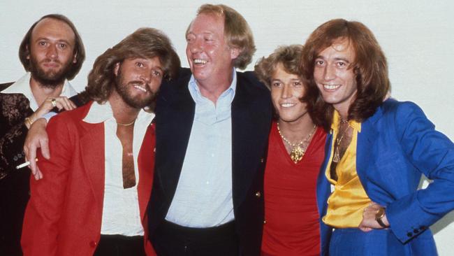 The Bee Gees with brother Andy Gibb and manager Robert Stigwood, New York, 1979. Picture: Michael Putland/Getty Images.