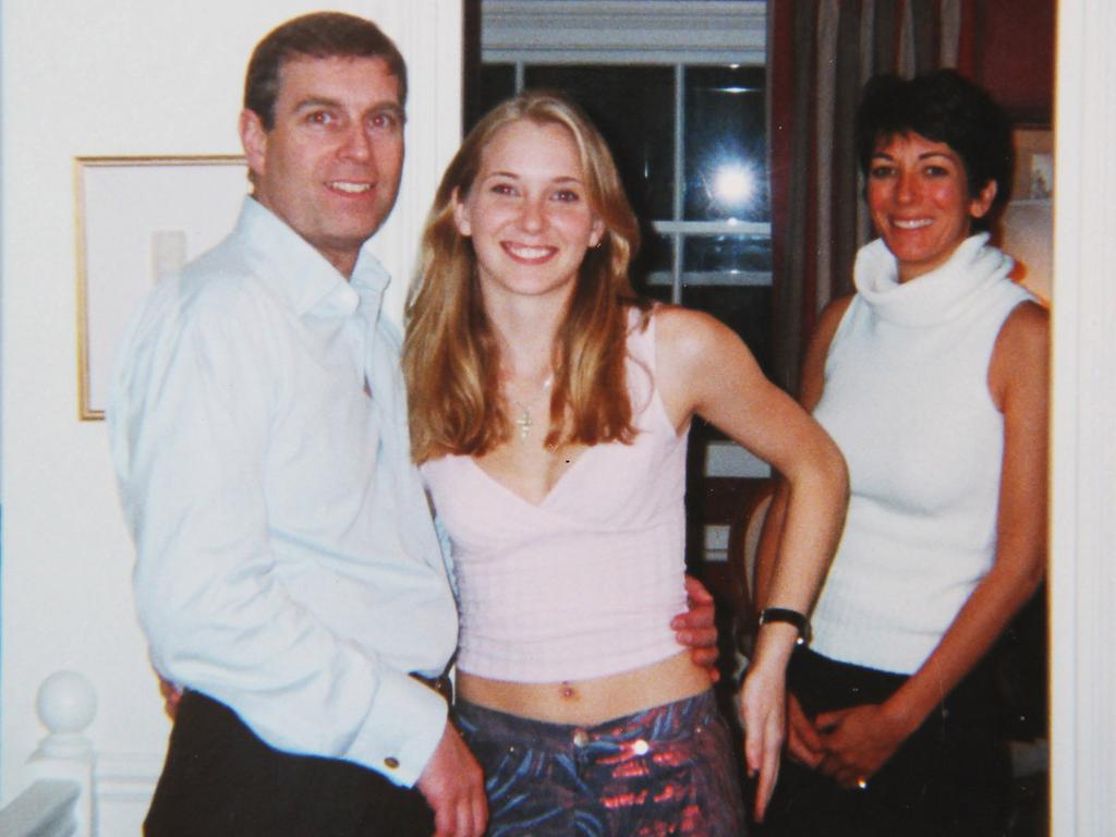 Prince Andrew and Virginia Roberts, aged 17, at Ghislaine Maxwell's townhouse in London in 2001. Picture: Shutterstock