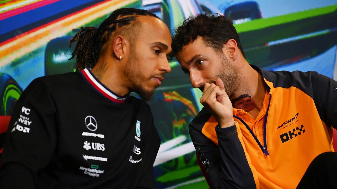 Lewis Hamilton and Mercedes and Daniel Ricciardo of McLaren. Photo by Dan Mullan/Getty Images