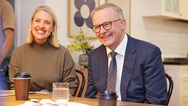 Parenthood CEO Georgie Dent with Anthony Albanese. Picture: Sam Ruttyn