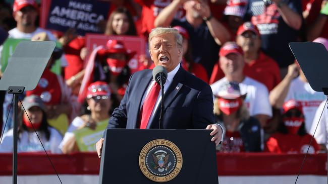 US President Donald Trump at a campaign rally at Phoenix Goodyear Airport. Picture: Chip Somodevilla/Getty Images/AFP