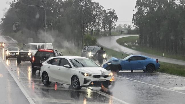 Two men were taken to Hervey Bay Hospital after a head on collision at South Tinana on Monday afternoon. Credit: Matt James