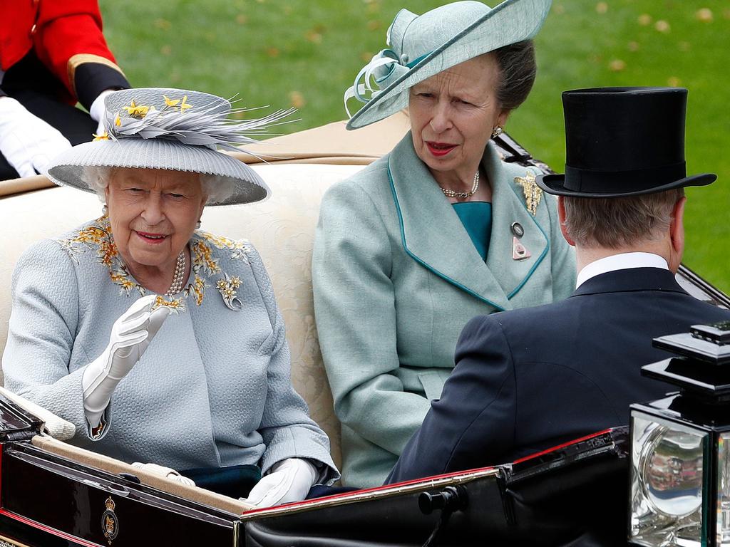 The Queen, Princess Anne, and Prince Andrew at Ascot. Picture: AFP