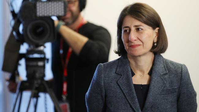 NSW Premier Gladys Berejiklian at today’s press conference. Picture: NCA NewsWire / David Swift