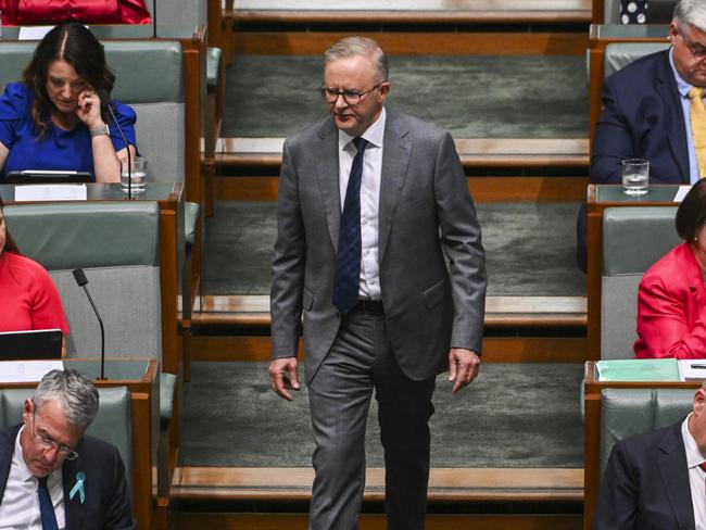 CANBERRA, AUSTRALIA - FEBRUARY 07: Australian Prime Minister Anthony Albanese during Question time at Parliament House on February 07, 2023 in Canberra, Australia. Hipkins is visiting Canberra to shore up trans-Tasman ties in his first official international trip as New Zealand's leader.  (Photo by Martin Ollman/Getty Images)