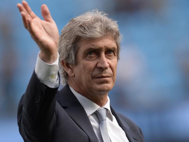 Manchester City's Chilean manager Manuel Pellegrini applauds the fans after the English Premier League football match between Manchester City and Arsenal at the Etihad Stadium in Manchester, north west England, on May 8, 2016. / AFP PHOTO / OLI SCARFF / RESTRICTED TO EDITORIAL USE. No use with unauthorized audio, video, data, fixture lists, club/league logos or 'live' services. Online in-match use limited to 75 images, no video emulation. No use in betting, games or single club/league/player publications.  /