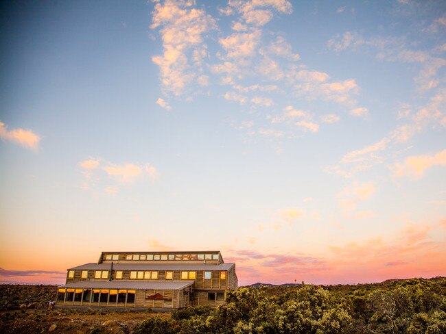 Sunset casts pastel colours against the off-the-grid lodge. Picture: Thousand Lakes Wilderness Lodge.